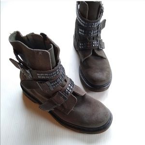 Doc Martens • Hayley gray studded buckle boots